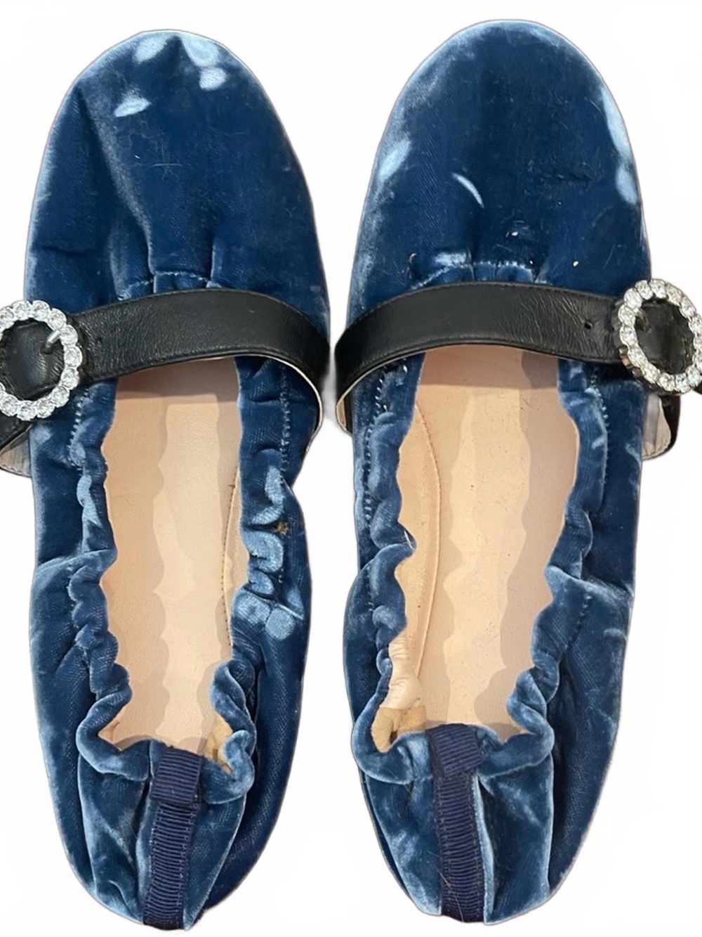 J. Crew Jeweled Buckle Ballet Flat in Velvet. Union Blue. Size 9. New. - Picture 4 of 4